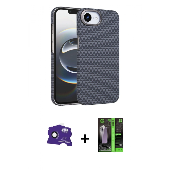 MARSİLYAN™- iPhone 16E Kılıf Doruk Serisi - Şeffaf 360 Full Body Arka Koruyucu + Bilvis Titan Kamera Lens - SH
