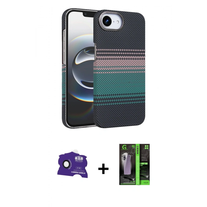 MARSİLYAN™- iPhone 16E Kılıf Doruk Serisi - Şeffaf 360 Full Body Arka Koruyucu + Bilvis Titan Kamera Lens - SH