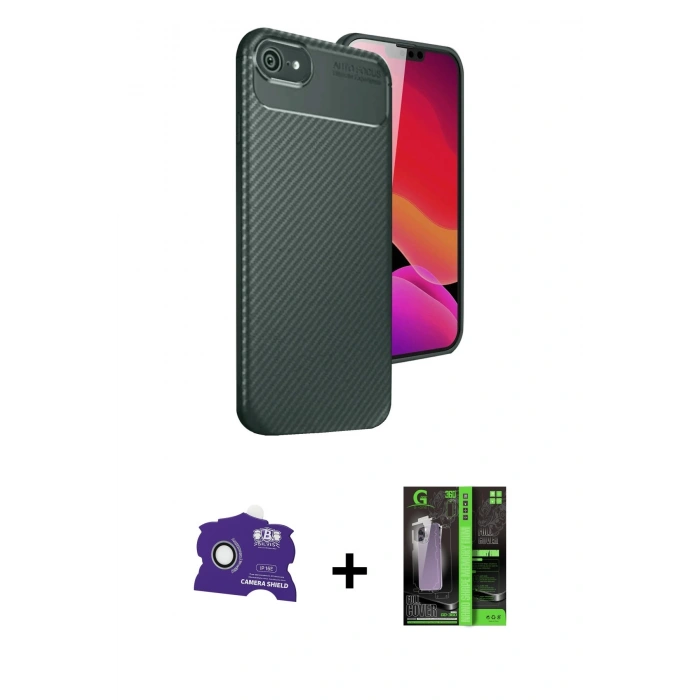 MARSİLYAN™- iPhone 16E Kılıf Eksen Form Prime - Şeffaf 360 Full Body Arka Koruyucu + Bilvis Titan Kamera Lens - BZ