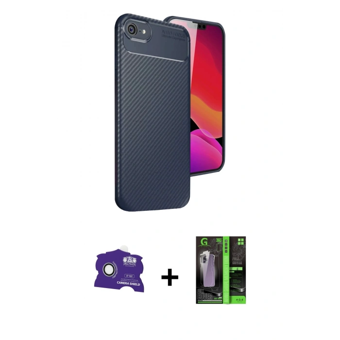 MARSİLYAN™- iPhone 16E Kılıf Eksen Form Prime - Şeffaf 360 Full Body Arka Koruyucu + Bilvis Titan Kamera Lens - BZ