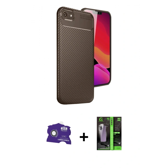 MARSİLYAN™- iPhone 16E Kılıf Eksen Form Prime - Şeffaf 360 Full Body Arka Koruyucu + Bilvis Titan Kamera Lens - BZ