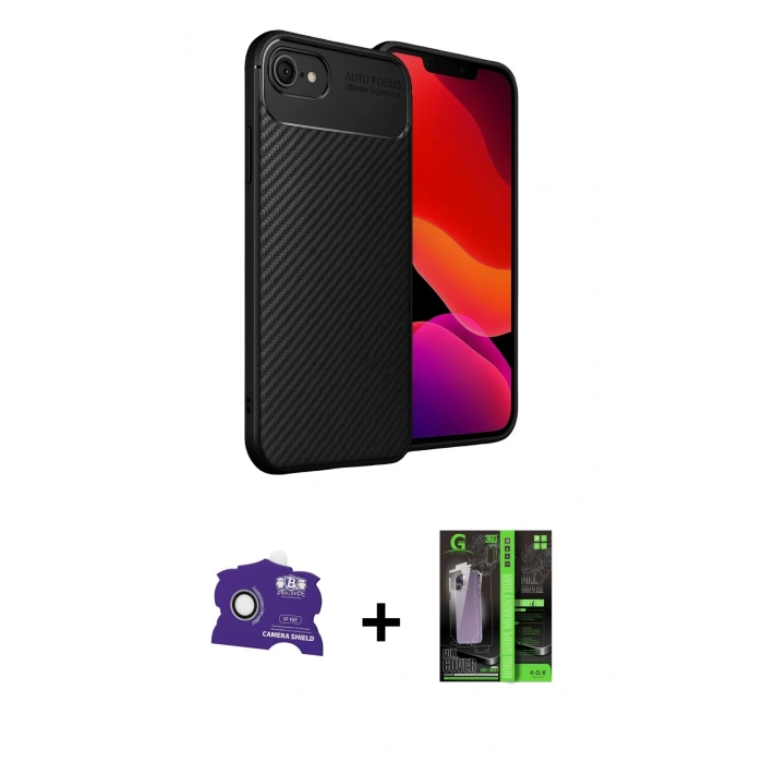 MARSİLYAN™- iPhone 16E Kılıf Eksen Form Prime - Şeffaf 360 Full Body Arka Koruyucu + Bilvis Titan Kamera Lens - BZ