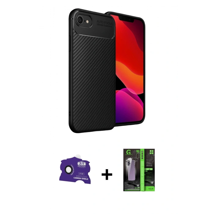 MARSİLYAN™- iPhone 16E Kılıf Eksen Form Prime - Şeffaf 360 Full Body Arka Koruyucu + Bilvis Titan Kamera Lens - SH