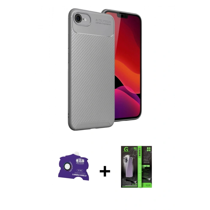 MARSİLYAN™- iPhone 16E Kılıf Eksen Form Prime - Şeffaf 360 Full Body Arka Koruyucu + Rainbow Bilvis Titan Kamera Lens
