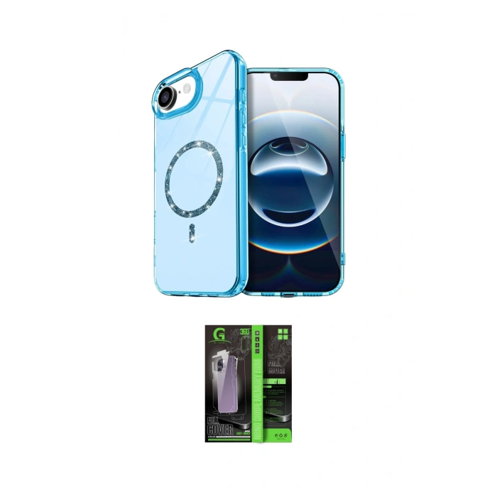 MARSİLYAN™- iPhone 16E Kılıf Kıvılcım Form Prime - Şeffaf 360 Full Body Arka Koruyucu