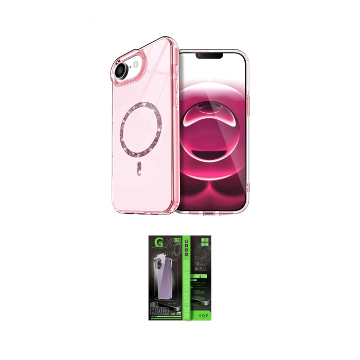 MARSİLYAN™- iPhone 16E Kılıf Kıvılcım Form Prime - Şeffaf 360 Full Body Arka Koruyucu