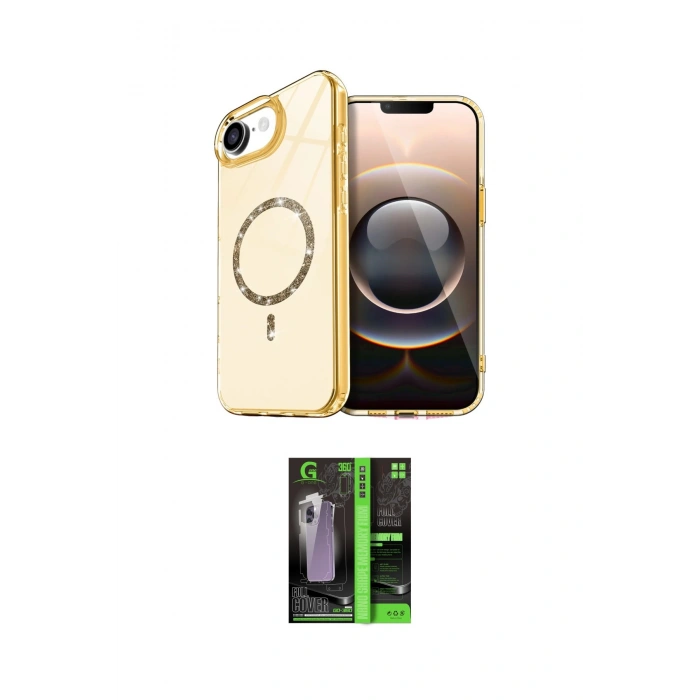 MARSİLYAN™- iPhone 16E Kılıf Kıvılcım Form Prime - Şeffaf 360 Full Body Arka Koruyucu