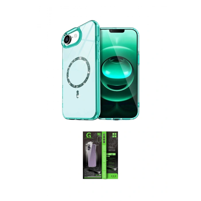 MARSİLYAN™- iPhone 16E Kılıf Kıvılcım Form Prime - Şeffaf 360 Full Body Arka Koruyucu