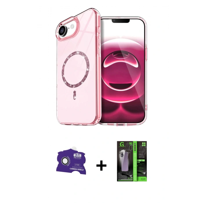 MARSİLYAN™- iPhone 16E Kılıf Kıvılcım Form Prime - Şeffaf 360 Full Body Arka Koruyucu + Bilvis Titan Kamera Lens - BZ