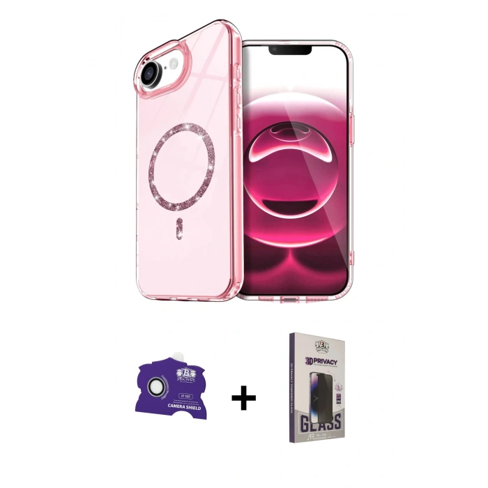 MARSİLYAN™- iPhone 16E Kılıf Kıvılcım Form Prime - Siyah Bilvis Hayalet Cam Ekran Koruyucu + Bilvis Titan Kamera Lens - BZ