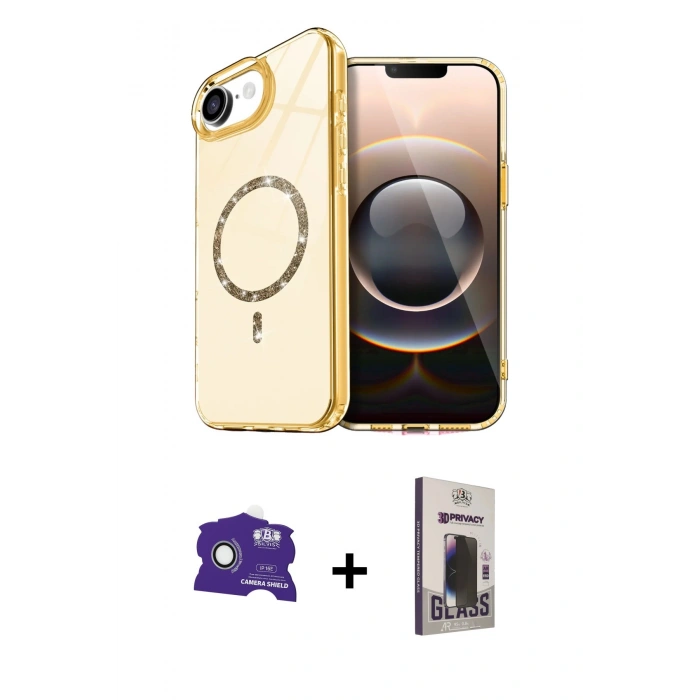MARSİLYAN™- iPhone 16E Kılıf Kıvılcım Form Prime - Siyah Bilvis Hayalet Cam Ekran Koruyucu + Bilvis Titan Kamera Lens - BZ