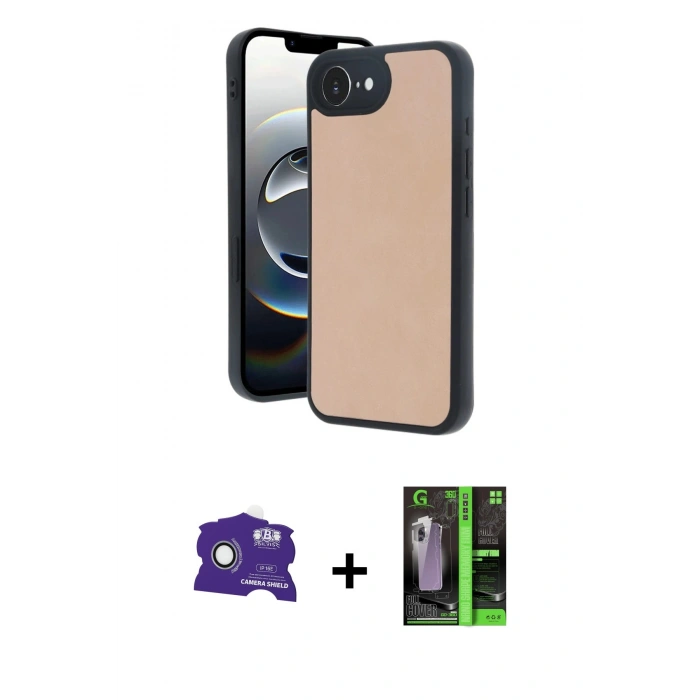 MARSİLYAN™- iPhone 16E Kılıf Kıvılcım Işık Serisi - Şeffaf 360 Full Body Arka Koruyucu + Bilvis Titan Kamera Lens - BZ