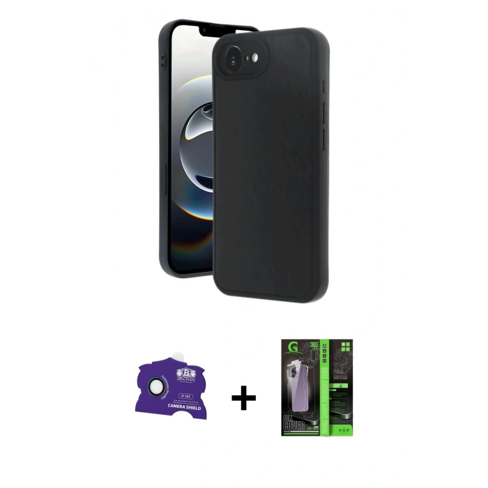 MARSİLYAN™- iPhone 16E Kılıf Kıvılcım Işık Serisi - Şeffaf 360 Full Body Arka Koruyucu + Bilvis Titan Kamera Lens - RW