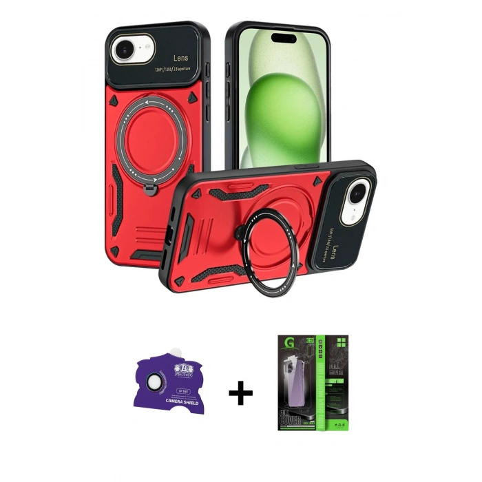MARSİLYAN™- iPhone 16E Kılıf Kıvılcım Modern Serisi - Şeffaf 360 Full Body Arka Koruyucu + Bilvis Titan Kamera Lens - RW