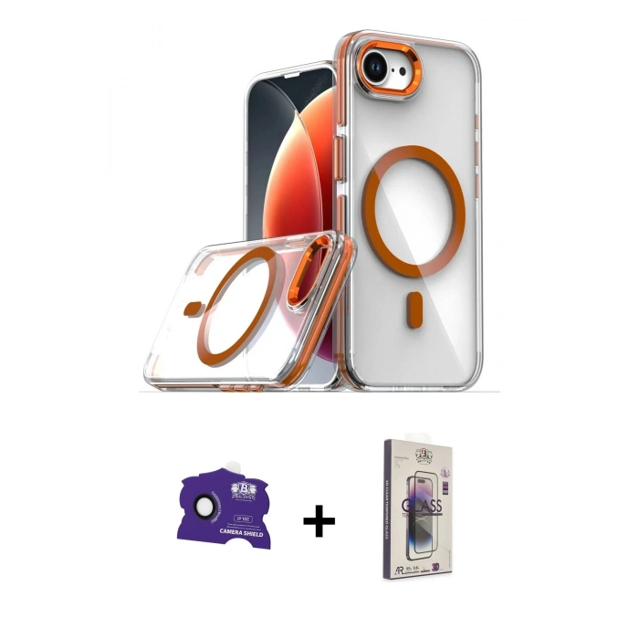 MARSİLYAN™- iPhone 16E Kılıf Kozmos Doku Koleksiyonu - Siyah Bilvis 3D Cam Ekran Koruyucu + Bilvis Titan Kamera Lens - SH