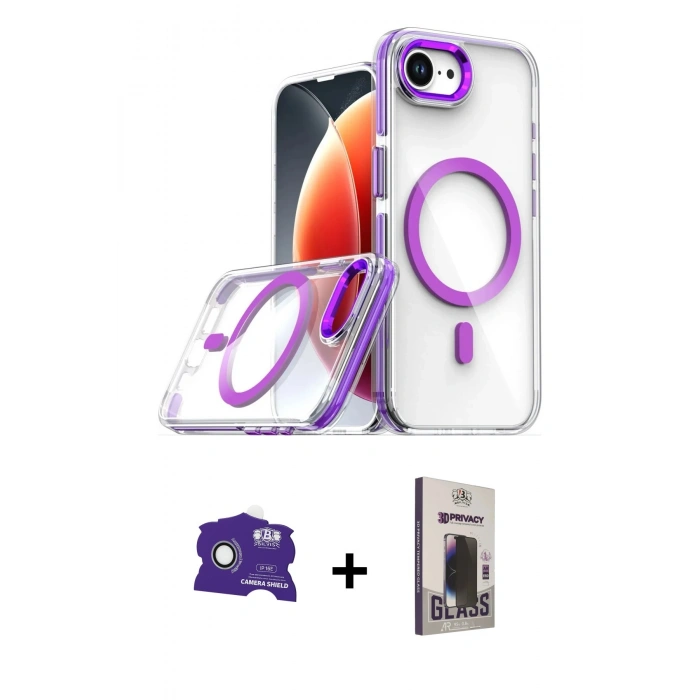 MARSİLYAN™- iPhone 16E Kılıf Kozmos Doku Koleksiyonu - Siyah Bilvis Hayalet Cam Ekran Koruyucu + Bilvis Titan Kamera Lens - BZ