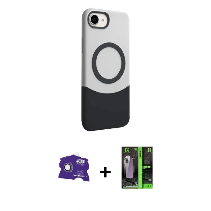 MARSİLYAN™- iPhone 16E Kılıf Kozmos Form Özel Seri - Şeffaf 360 Full Body Arka Koruyucu + Bilvis Titan Kamera Lens - BZ