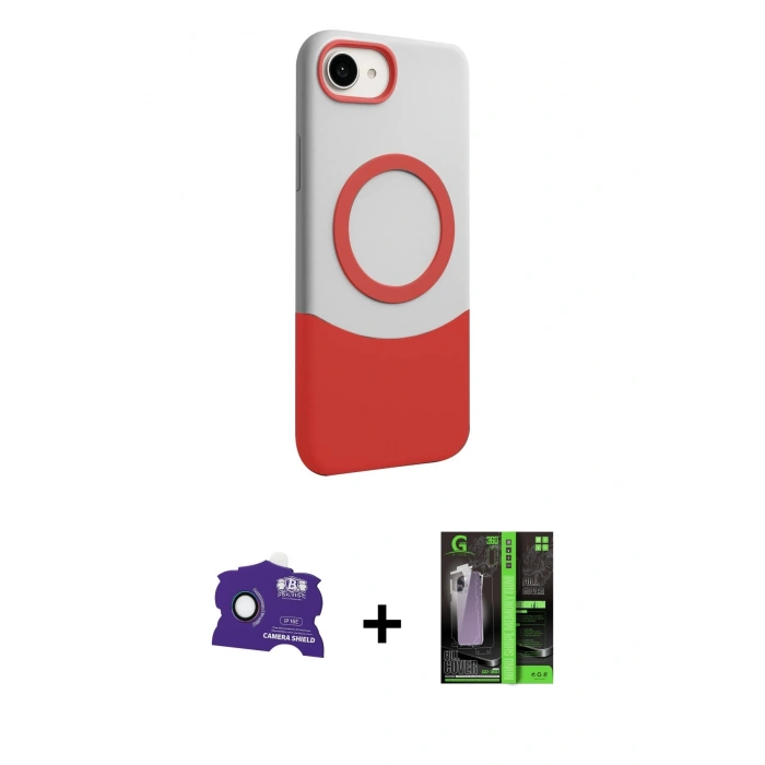 MARSİLYAN™- iPhone 16E Kılıf Kozmos Form Özel Seri - Şeffaf 360 Full Body Arka Koruyucu + Bilvis Titan Kamera Lens - RW