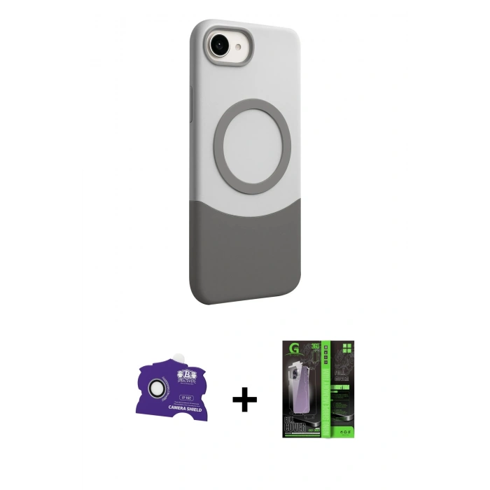 MARSİLYAN™- iPhone 16E Kılıf Kozmos Form Özel Seri - Şeffaf 360 Full Body Arka Koruyucu + Bilvis Titan Kamera Lens - BZ