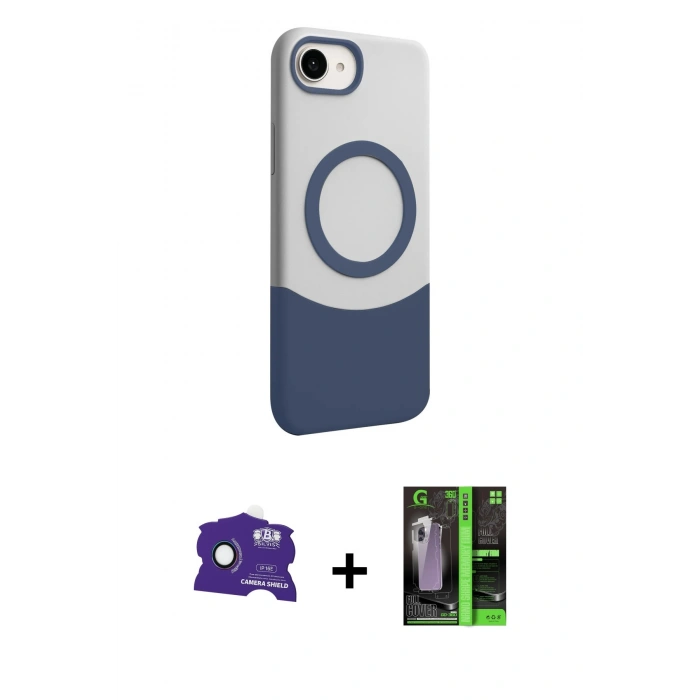MARSİLYAN™- iPhone 16E Kılıf Kozmos Form Özel Seri - Şeffaf 360 Full Body Arka Koruyucu + Bilvis Titan Kamera Lens - RW