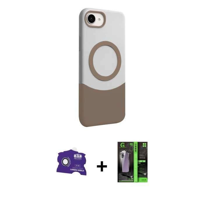 MARSİLYAN™- iPhone 16E Kılıf Kozmos Form Özel Seri - Şeffaf 360 Full Body Arka Koruyucu + Bilvis Titan Kamera Lens - BZ
