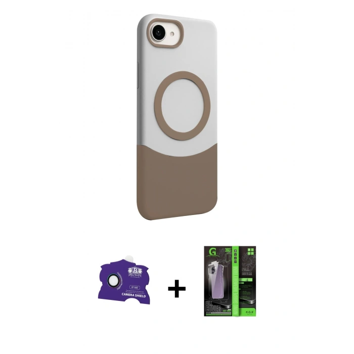 MARSİLYAN™- iPhone 16E Kılıf Kozmos Form Özel Seri - Şeffaf 360 Full Body Arka Koruyucu + Bilvis Titan Kamera Lens - RW