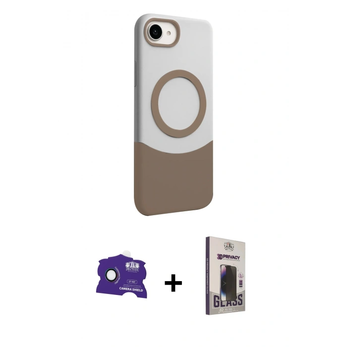 MARSİLYAN™- iPhone 16E Kılıf Kozmos Form Özel Seri - Siyah Bilvis Hayalet Cam Ekran Koruyucu + Bilvis Titan Kamera Lens - RW
