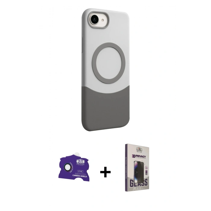 MARSİLYAN™- iPhone 16E Kılıf Kozmos Form Özel Seri - Siyah Bilvis Hayalet Cam Ekran Koruyucu + Bilvis Titan Kamera Lens - RW