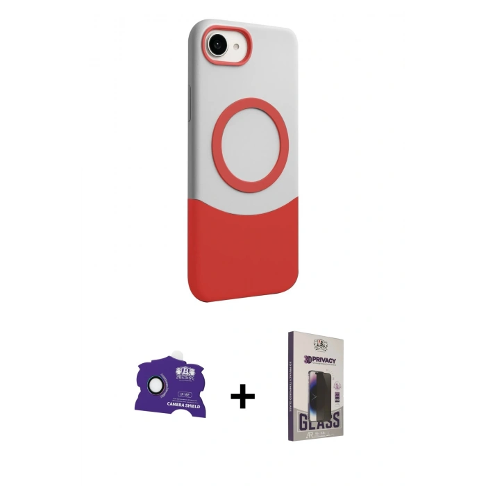 MARSİLYAN™- iPhone 16E Kılıf Kozmos Form Özel Seri - Siyah Bilvis Hayalet Cam Ekran Koruyucu + Bilvis Titan Kamera Lens - RW