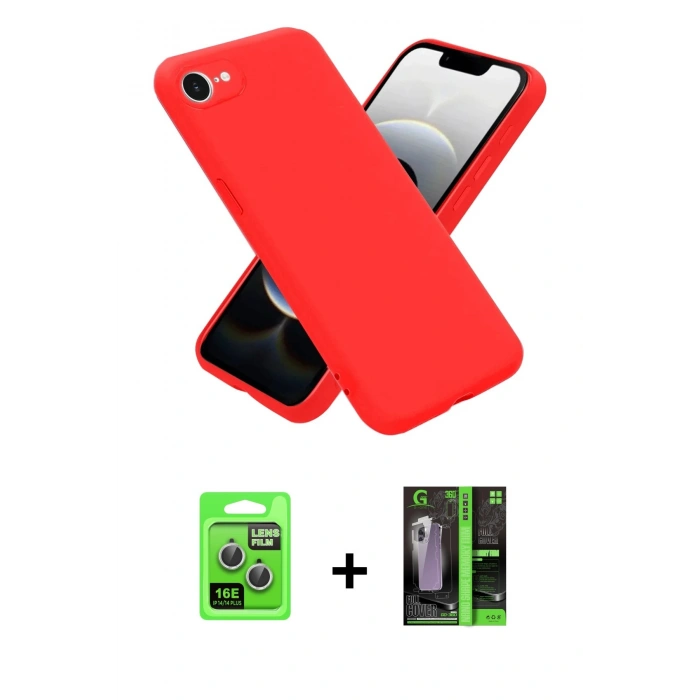 MARSİLYAN™- iPhone 16E Kılıf Kozmos Yansıma Özel Seri - Şeffaf 360 Full Body Arka Koruyucu + Gümüş Raze Metal Kamera Lens