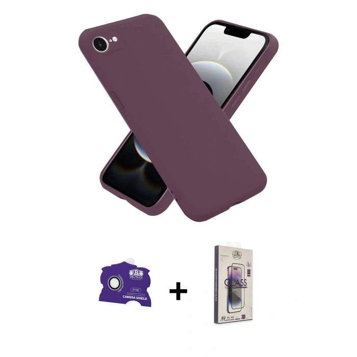 MARSİLYAN™- iPhone 16E Kılıf Kozmos Yansıma Özel Seri - Siyah Bilvis 3D Cam Ekran Koruyucu + Bilvis Titan Kamera Lens - BZ