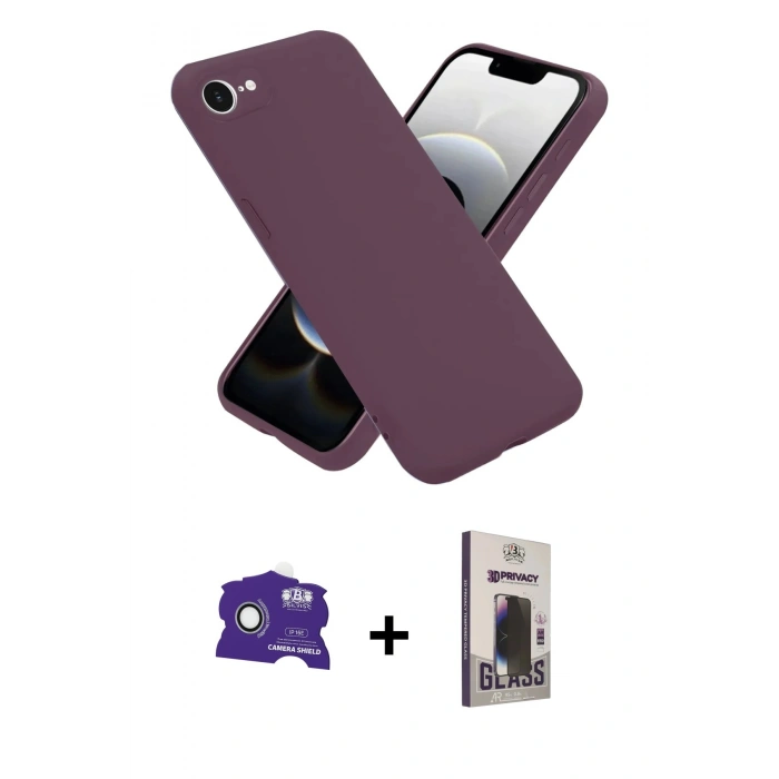 MARSİLYAN™- iPhone 16E Kılıf Kozmos Yansıma Özel Seri - Siyah Bilvis Hayalet Cam Ekran Koruyucu + Bilvis Titan Kamera Lens - BZ