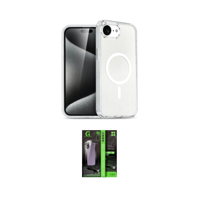 MARSİLYAN™- iPhone 16E Kılıf Nova Asil Prime - Şeffaf 360 Full Body Arka Koruyucu