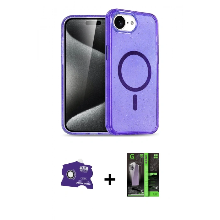 MARSİLYAN™- iPhone 16E Kılıf Nova Asil Prime - Şeffaf 360 Full Body Arka Koruyucu + Bilvis Titan Kamera Lens - BZ