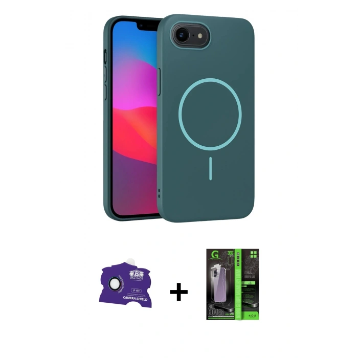 MARSİLYAN™- iPhone 16E Kılıf Siluet Doku Özel Seri - Şeffaf 360 Full Body Arka Koruyucu + Bilvis Titan Kamera Lens - RW