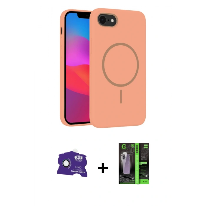 MARSİLYAN™- iPhone 16E Kılıf Siluet Doku Özel Seri - Şeffaf 360 Full Body Arka Koruyucu + Bilvis Titan Kamera Lens - RW