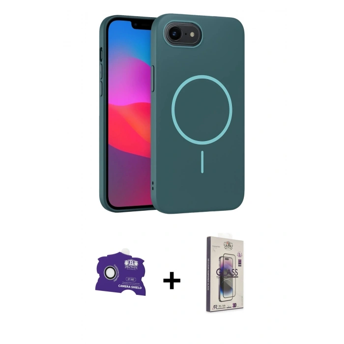 MARSİLYAN™- iPhone 16E Kılıf Siluet Doku Özel Seri - Siyah Bilvis 3D Cam Ekran Koruyucu + Bilvis Titan Kamera Lens - BZ
