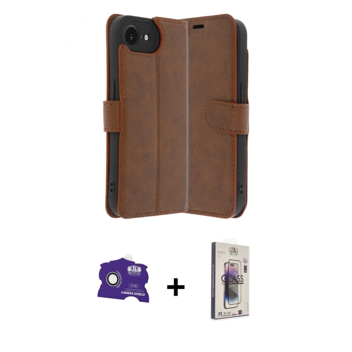 MARSİLYAN™- iPhone 16E Kılıf Siluet Işık Serisi - Siyah Bilvis 3D Cam Ekran Koruyucu + Bilvis Titan Kamera Lens - BZ