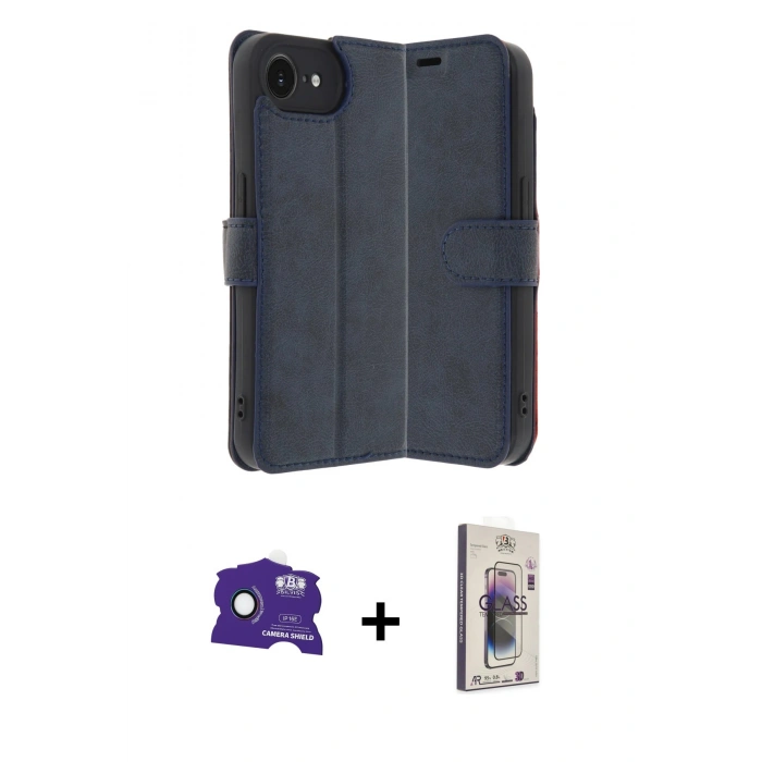 MARSİLYAN™- iPhone 16E Kılıf Siluet Işık Serisi - Siyah Bilvis 3D Cam Ekran Koruyucu + Bilvis Titan Kamera Lens - RW