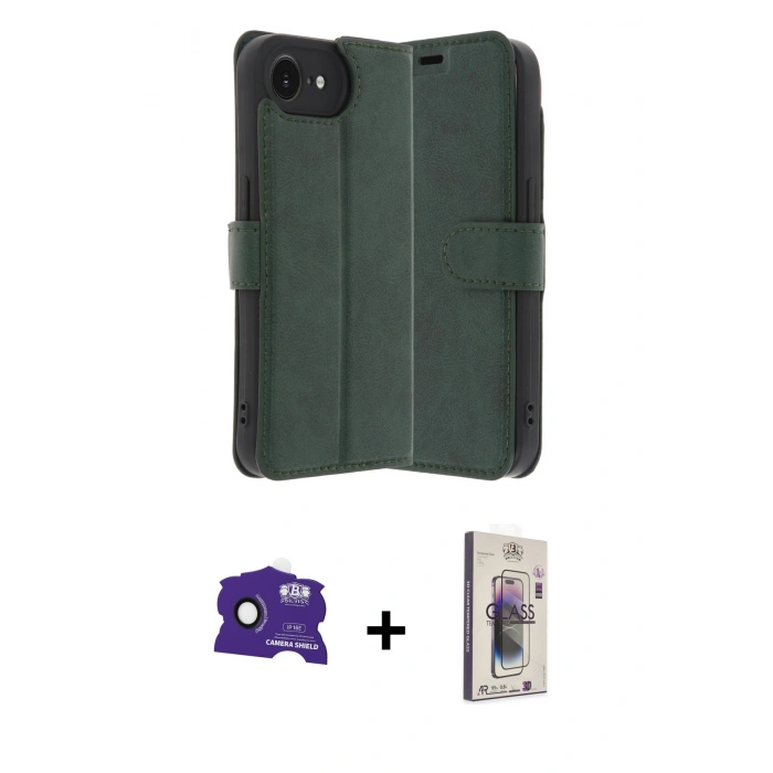 MARSİLYAN™- iPhone 16E Kılıf Siluet Işık Serisi - Siyah Bilvis 3D Cam Ekran Koruyucu + Bilvis Titan Kamera Lens - SH