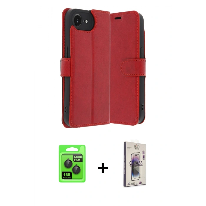 MARSİLYAN™- iPhone 16E Kılıf Siluet Işık Serisi - Siyah Bilvis 3D Cam Ekran Koruyucu + Raze Metal Kamera Lens - SH