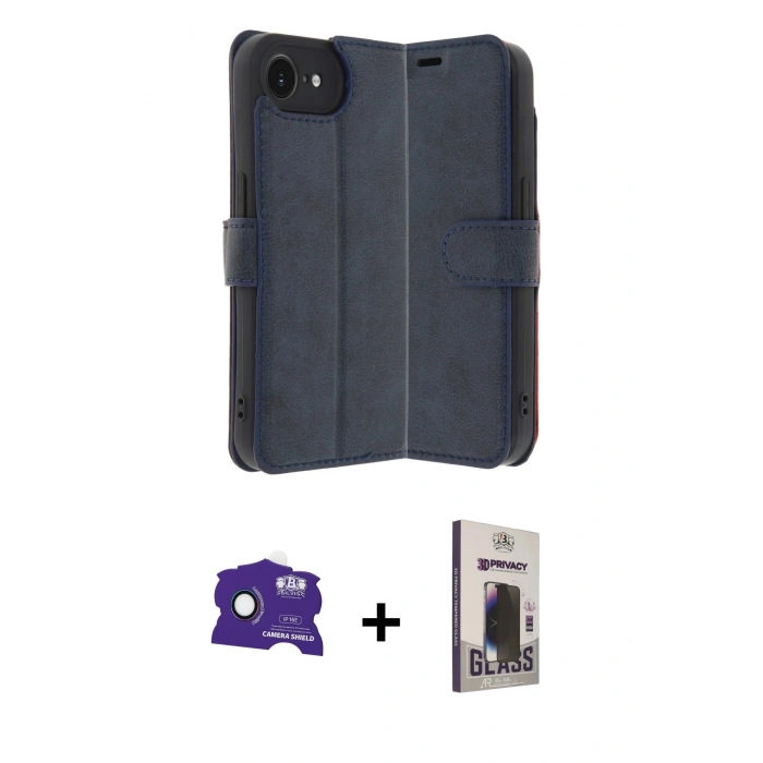 MARSİLYAN™- iPhone 16E Kılıf Siluet Işık Serisi - Siyah Bilvis Hayalet Cam Ekran Koruyucu + Bilvis Titan Kamera Lens - RW