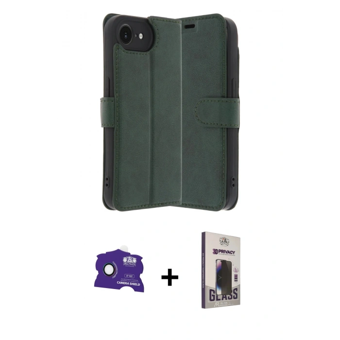 MARSİLYAN™- iPhone 16E Kılıf Siluet Işık Serisi - Siyah Bilvis Hayalet Cam Ekran Koruyucu + Bilvis Titan Kamera Lens - RW