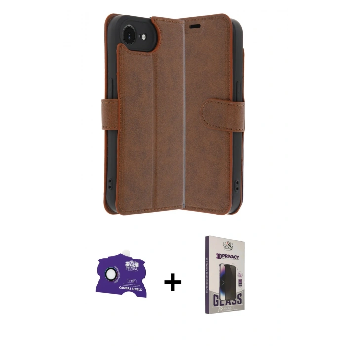 MARSİLYAN™- iPhone 16E Kılıf Siluet Işık Serisi - Siyah Bilvis Hayalet Cam Ekran Koruyucu + Bilvis Titan Kamera Lens - RW
