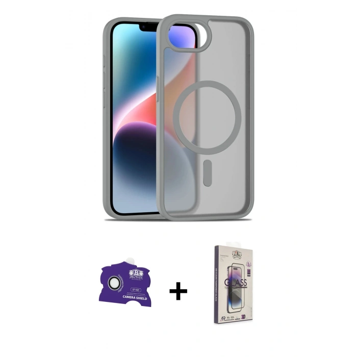 MARSİLYAN™- iPhone 16E Kılıf Siluet Minimal Prime - Siyah Bilvis 3D Cam Ekran Koruyucu + Bilvis Titan Kamera Lens - BZ