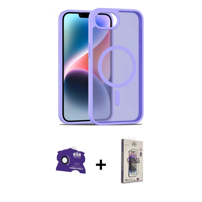 MARSİLYAN™- iPhone 16E Kılıf Siluet Minimal Prime - Siyah Bilvis 3D Cam Ekran Koruyucu + Bilvis Titan Kamera Lens - SH