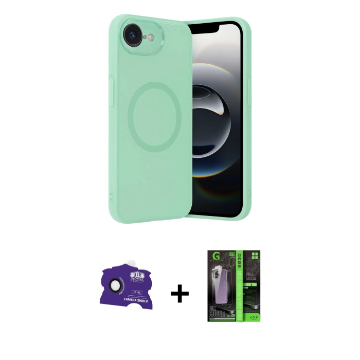 MARSİLYAN™- iPhone 16E Kılıf Ufuk Serisi - Şeffaf 360 Full Body Arka Koruyucu + Bilvis Titan Kamera Lens - SH