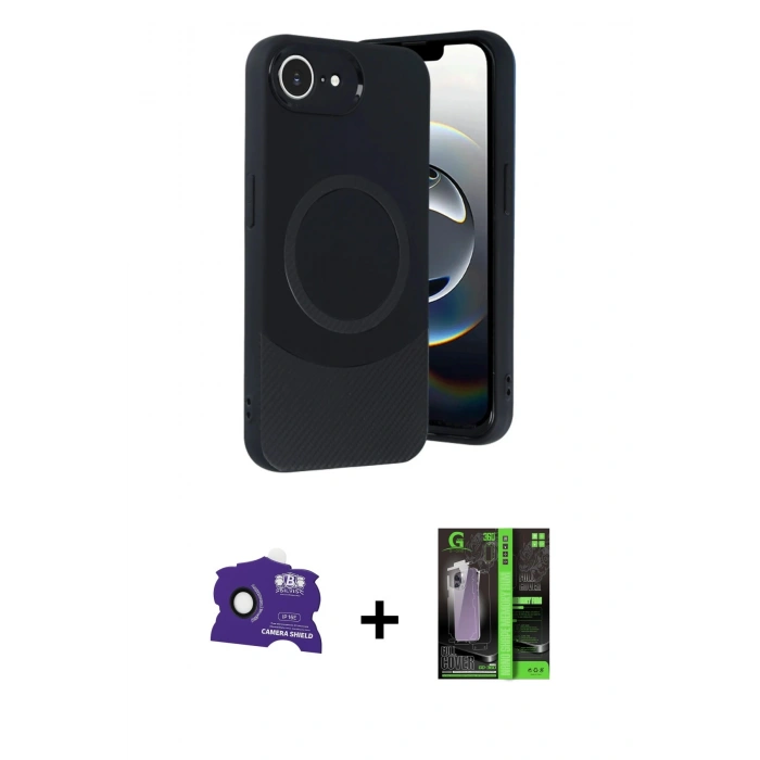 MARSİLYAN™- iPhone 16E Kılıf Ufuk Serisi - Şeffaf 360 Full Body Arka Koruyucu + Bilvis Titan Kamera Lens - SH