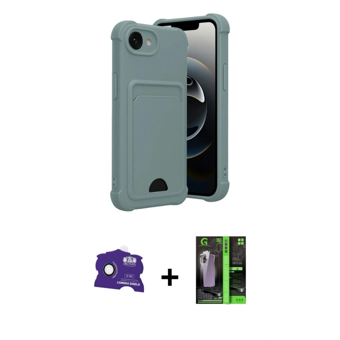 MARSİLYAN™- iPhone 16E Kılıf Vadi Çizgi Prime - Şeffaf 360 Full Body Arka Koruyucu + Bilvis Titan Kamera Lens - RW