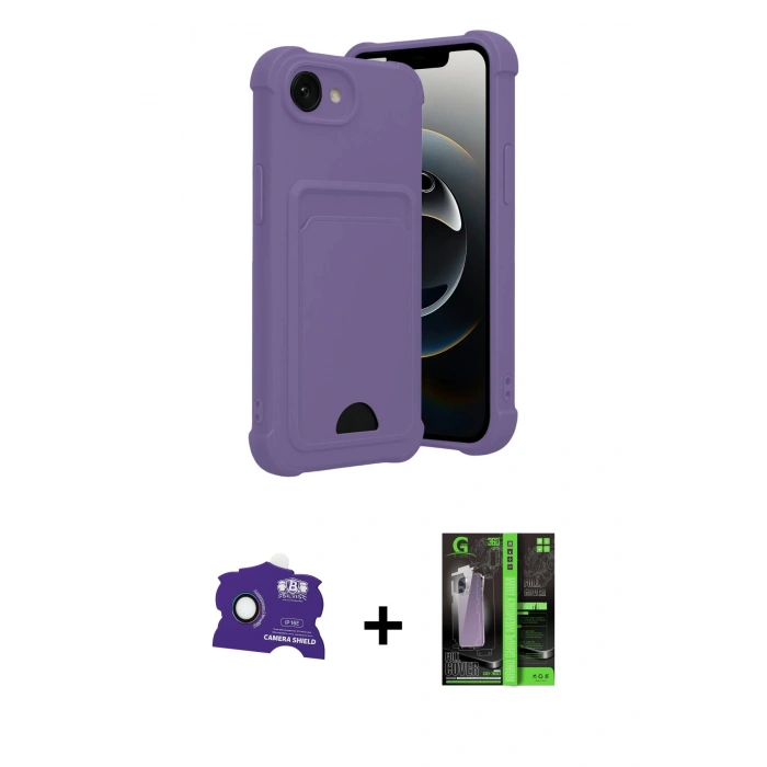 MARSİLYAN™- iPhone 16E Kılıf Vadi Çizgi Prime - Şeffaf 360 Full Body Arka Koruyucu + Bilvis Titan Kamera Lens - RW